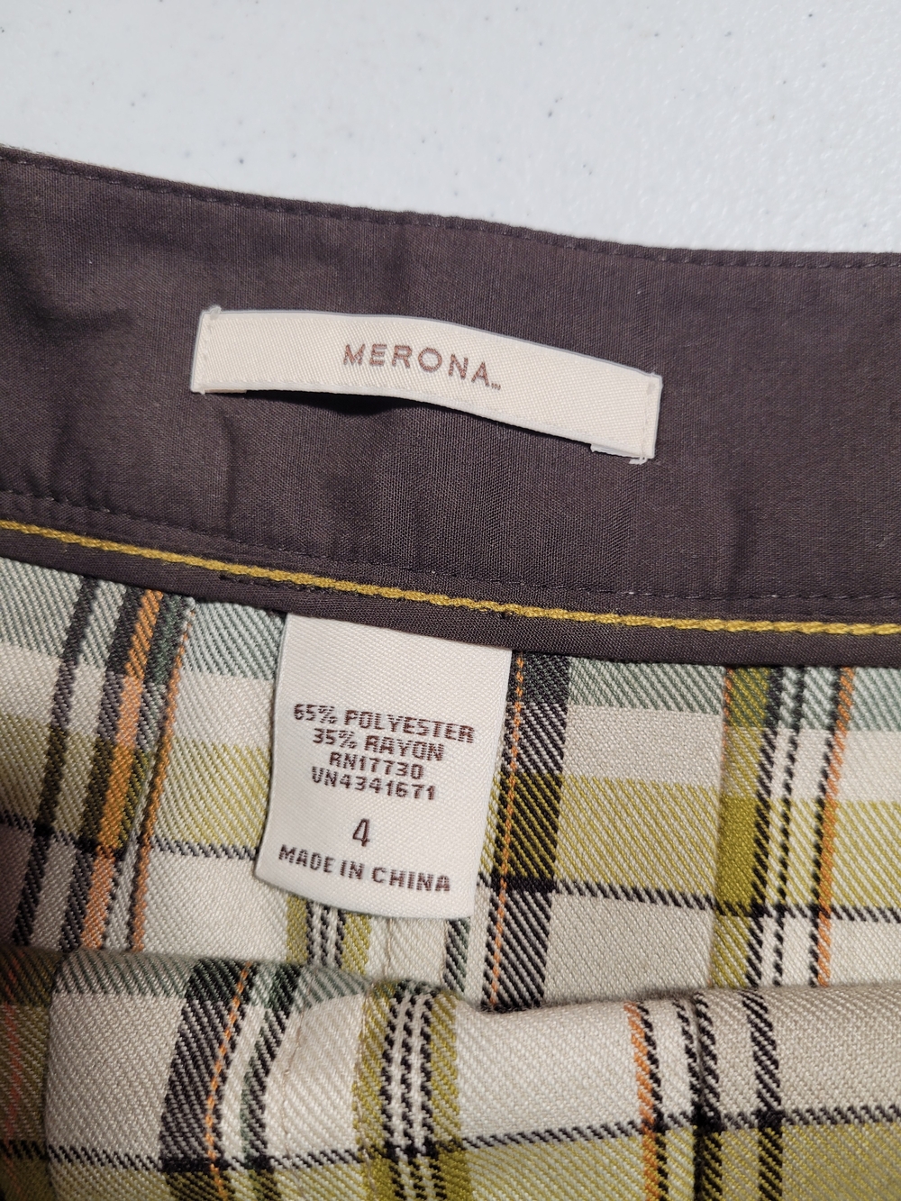 Merona Olive, Cream & Light Blue Plaid Pleated Mini Skirt - Picture 2 of 3
